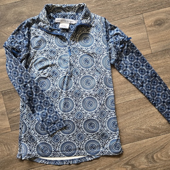 Gretchen Scott Designs Tops - Gretchen Scott‎ Pullover Women's Small Jock Girl 1/2 Zip Breathable Green Pink